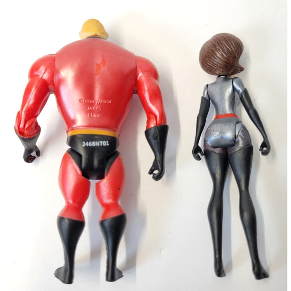 Disney Pixar Incredibles Mr Incredible & Elastigirl Action Figures Jakks Set Lot - Picture 5 of 9